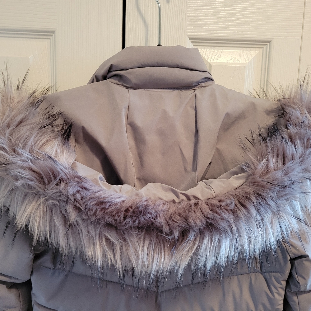 Light Grey Puffer Parka Jacket - Picture 4 of 5